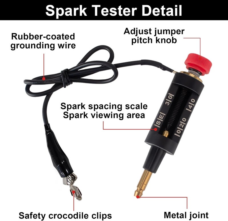 ecocstm 2 PCS Spark Plug Tester, Adjustable Ignition Coil Tester System, Coil Pack Tester, Spark Testers Tool, Spark Checker, Autos Diagnostic Test Tool for Automotive, Small Engines, Lawnmowers - Image 3